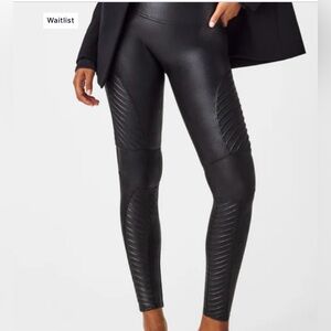 Spanx faux motor leather leggings